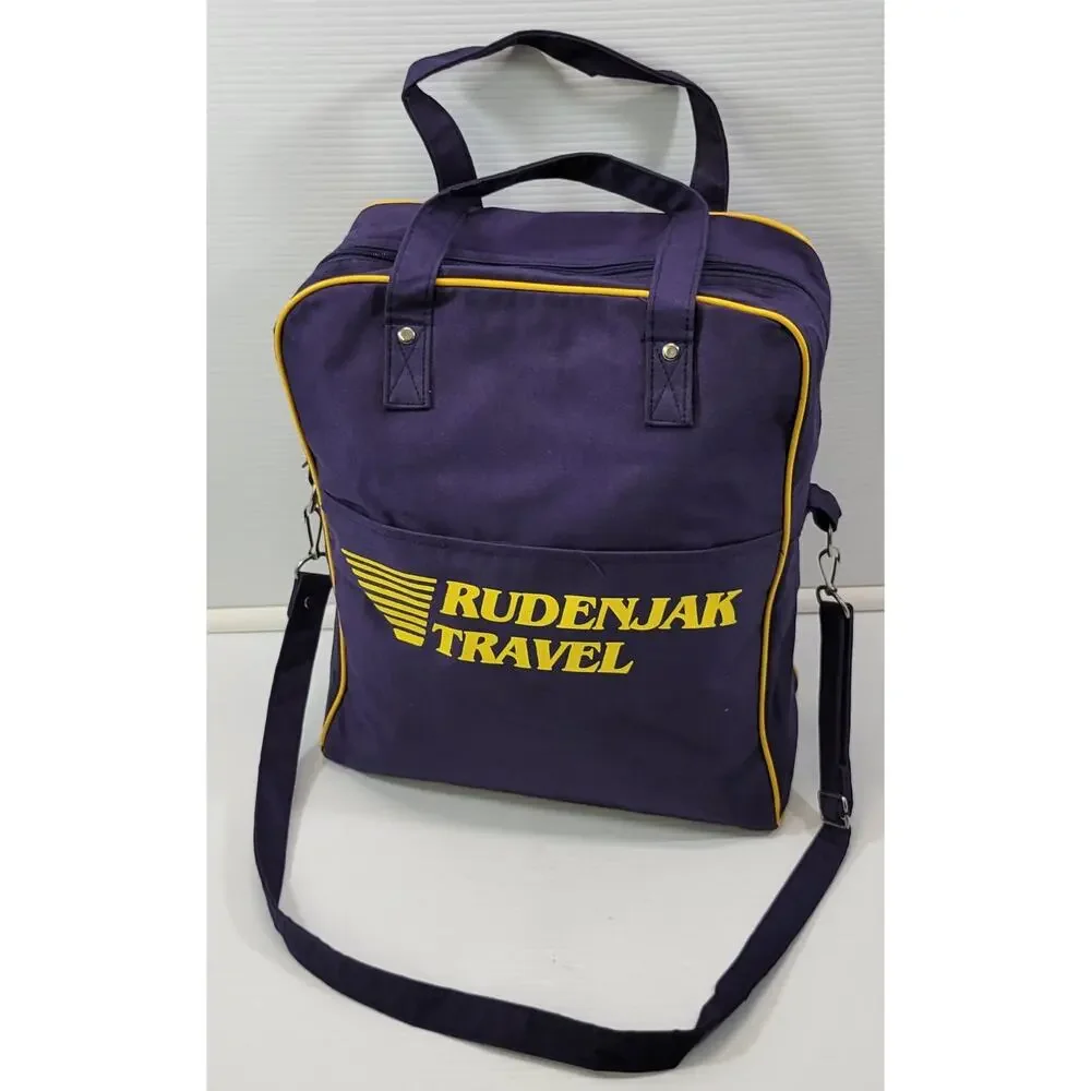D) Vintage Rudenjak Travel Promotional Croatia Blue Canvas Hand Shoulder Bag